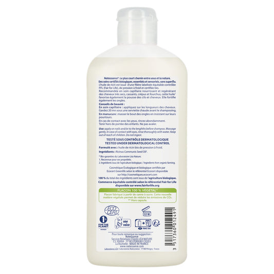 Hair Oil for Dry and Damaged Hair Strengthens Nails and Eyelashes Organic Castor Oil LEA NATURE