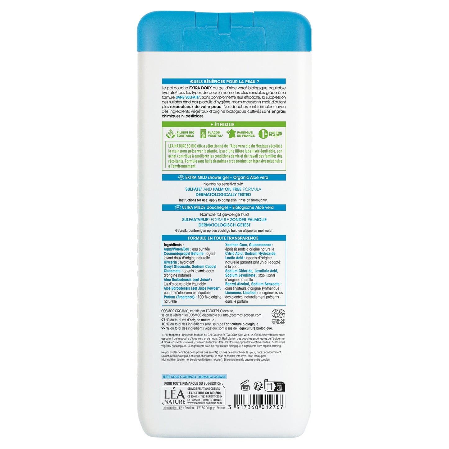Extra Gentle Shower Gel with Organic Aloe Vera Gel SO'BIO ETIC