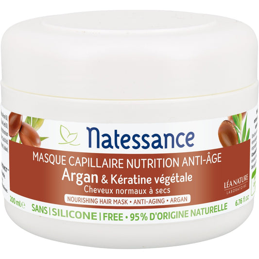 Masque Cheveux Secs et Abimés à l'Huile d'Argan et Kératine Végétale LEA NATURE le pot de 200mL