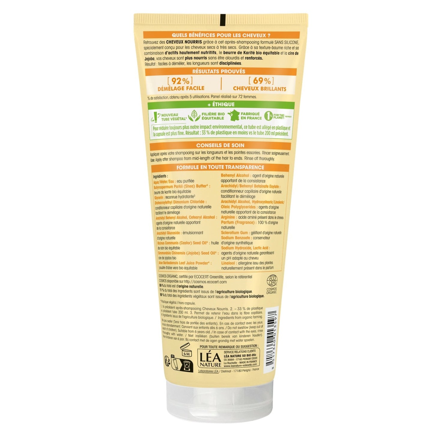 Après-Shampoing Nourrissant Cheveux Secs Karité et Céramides d'Argan Bio SO'BIO ETIC
