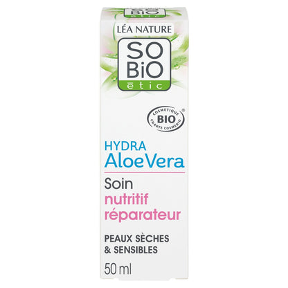 Nährende und reparierende Pflege für empfindliche bis reaktive trockene bis sehr trockene Haut Hydra Aloe Vera Bio SO'BIO ETIC