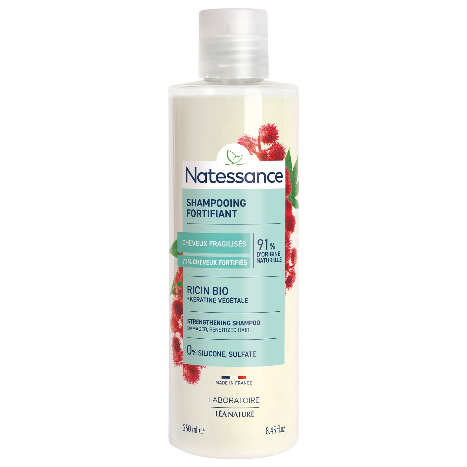 Shampoing Réparateur Cheveux Normaux Secs et Fragilisés Huile de Ricin et Kératine Végétale LEA NATURE 