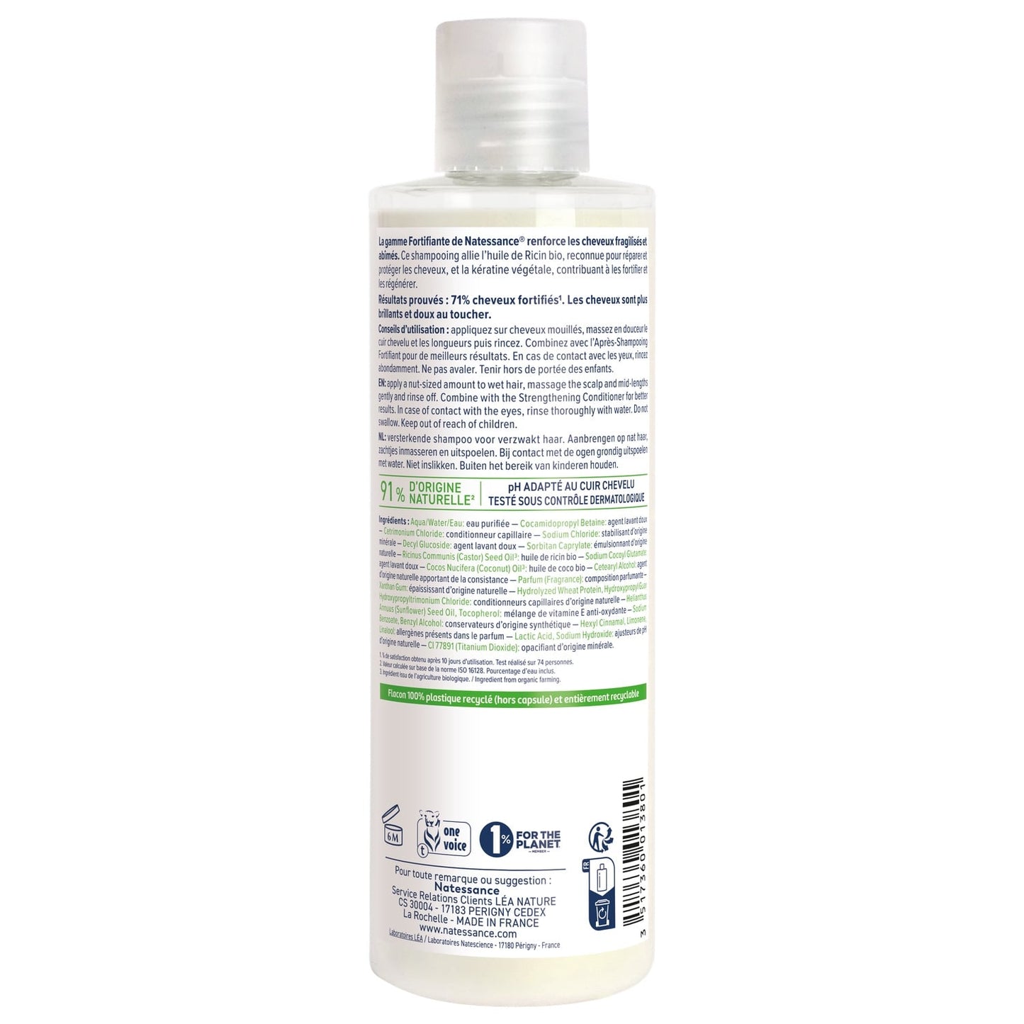 Shampoing Réparateur Cheveux Normaux Secs et Fragilisés Huile de Ricin et Kératine Végétale LEA NATURE 