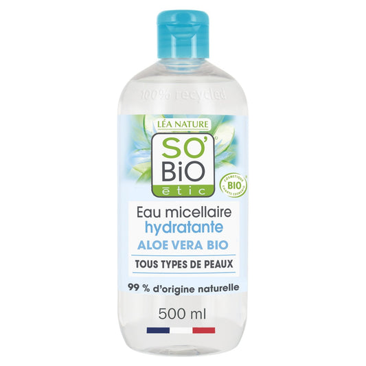 Moisturizing Micellar Water with Aloe Vera Juice and Cornflower All Skin Types Organic SO'BIO ETIC