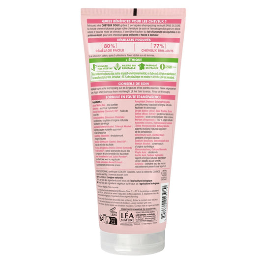 Moisturizing Detangling Conditioner for All Hair Types Organic Almond Milk and Rice Protein Silicone-Free SO'BIO ETIC