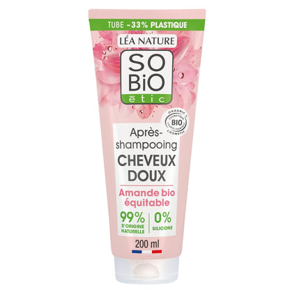 Après-Shampoing Hydratant Démêlant Tous Types de Cheveux Lait d'Amande Bio et Protéines de Riz Sans Silicone SO'BIO ETIC