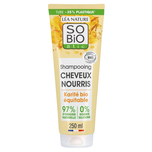 Shampoing Cheveux Nourris Cheveux Secs à Très Secs Karité Bio Équitable SO'BIO ETIC Le tube de 250 mL
