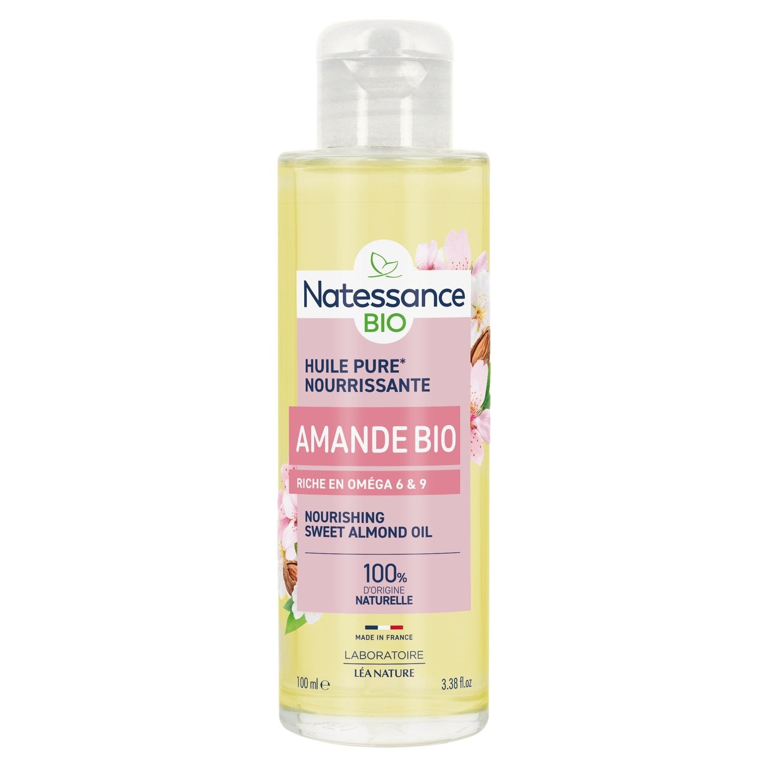 Huile Corps Cheveux Peau Sèche et Sensible Assouplit et Apaise Amande Douce Bio LEA NATURE le flacon de 100mL