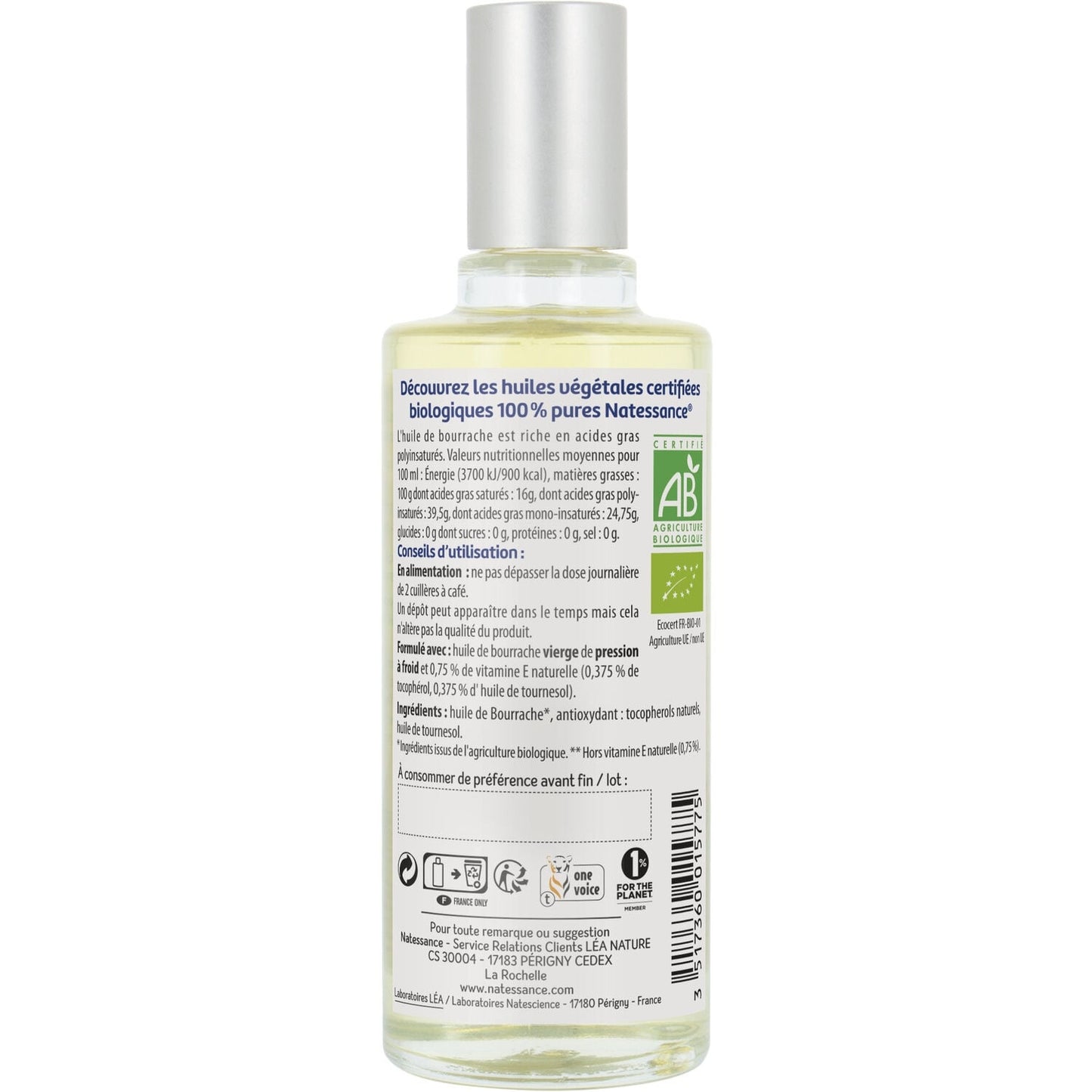 Huile Corps Peau Sèche et Sensible Anti-âge Réparatrice Bourrache Matessance Bio LEA NATURE 