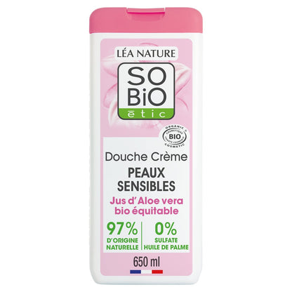 Shower Cream for Sensitive Skin with Organic Aloe Vera and Sulfate-Free SO'BIO ETIC