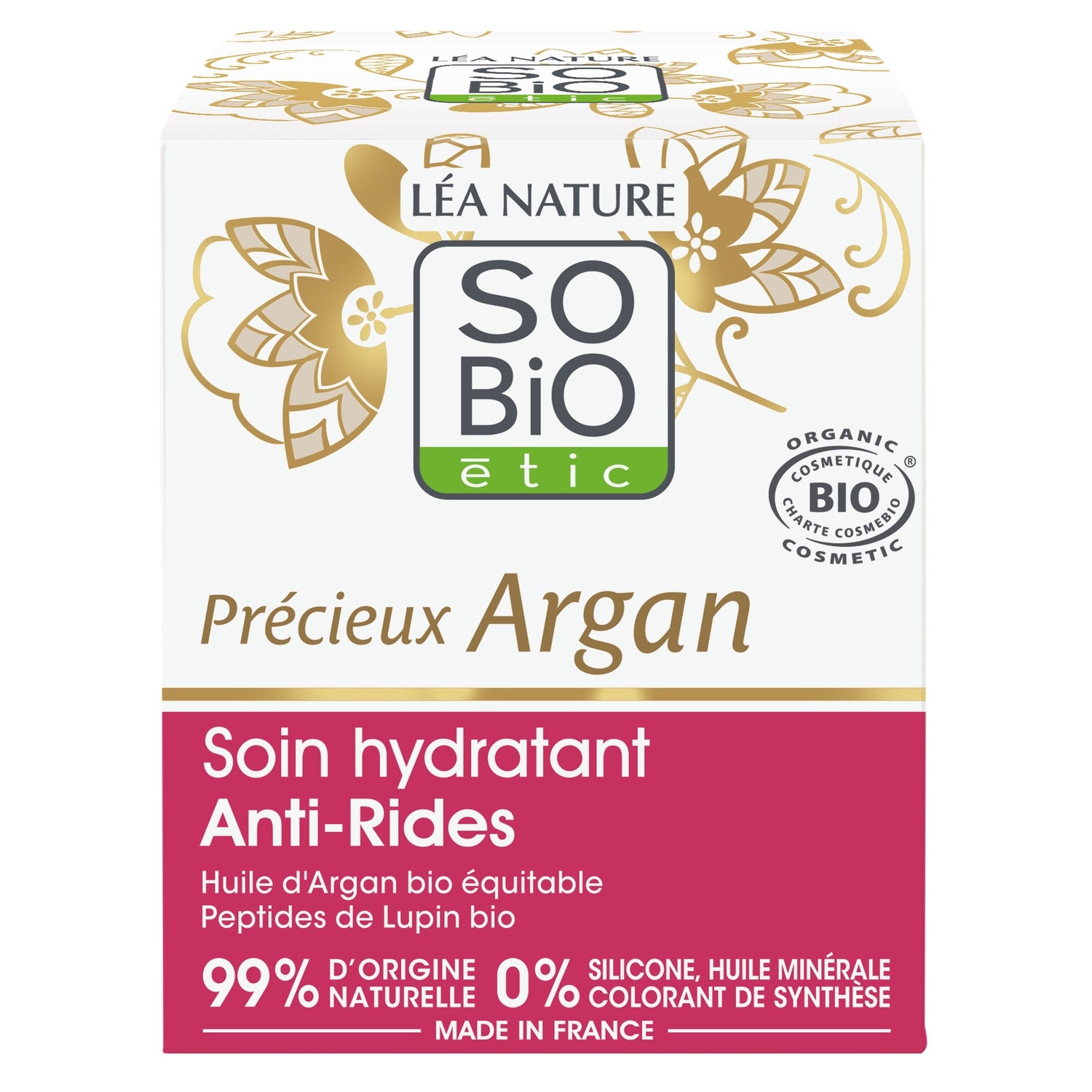 Crème Hydratante Anti-rides Jour Visage Peau Sèche Argan Bio SO'BIO ETIC 