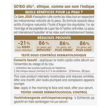 Crème Hydratante Anti-rides Jour Visage Peau Sèche Argan Bio SO'BIO ETIC 