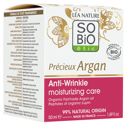 Crème Hydratante Anti-rides Jour Visage Peau Sèche Argan Bio SO'BIO ETIC 
