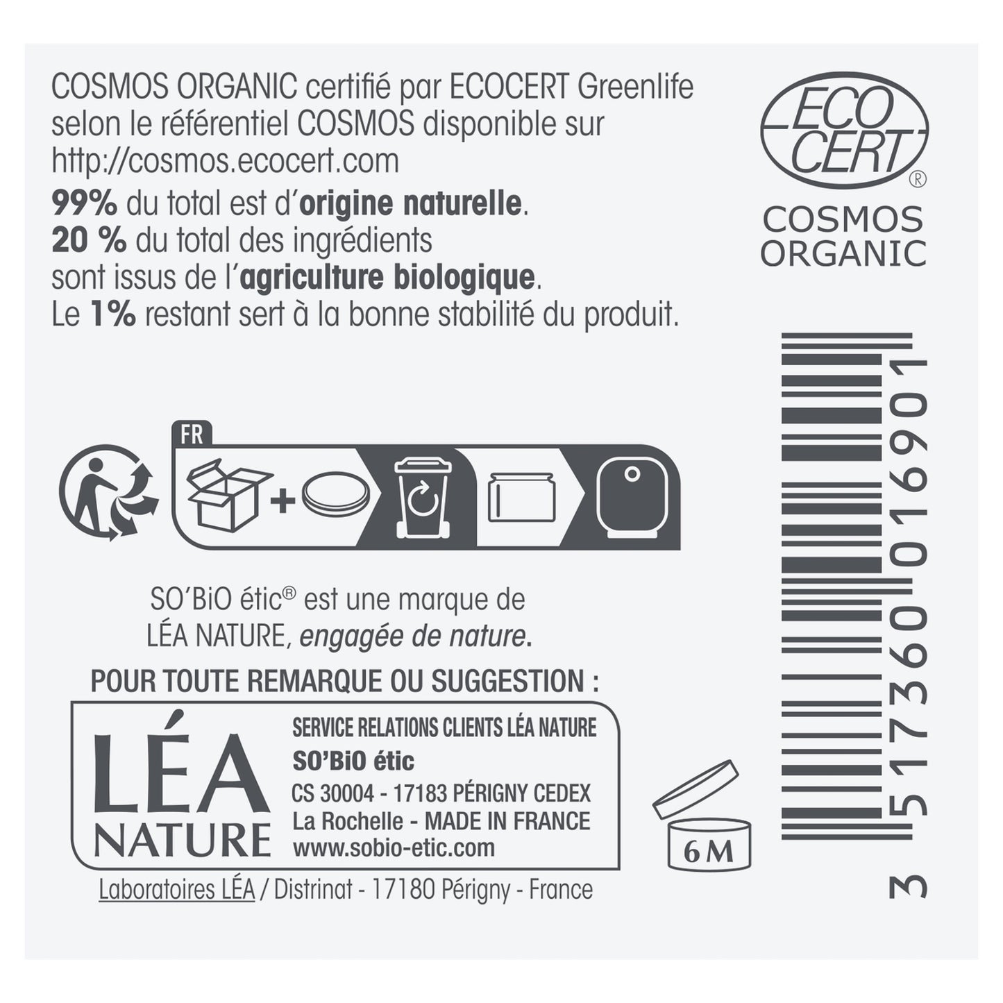 Crème Hydratante Anti-rides Jour Visage Peau Sèche Argan Bio SO'BIO ETIC 
