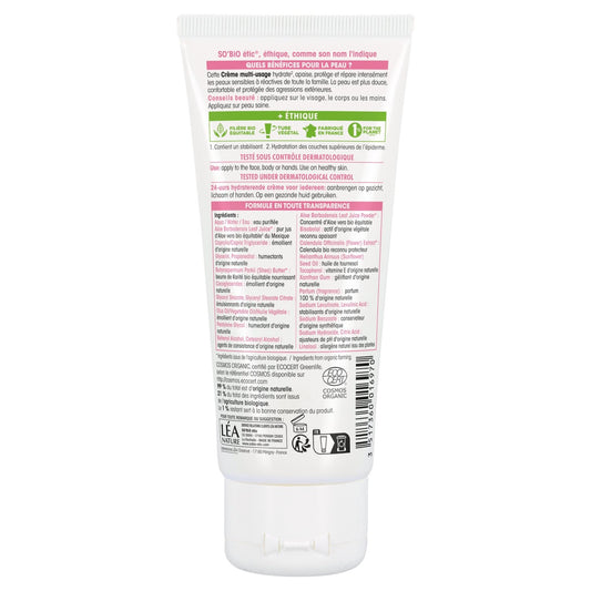 Aloe Vera Cream for Sensitive and Reactive Skin Organic La Crème des Familles SO'BIO ETIC