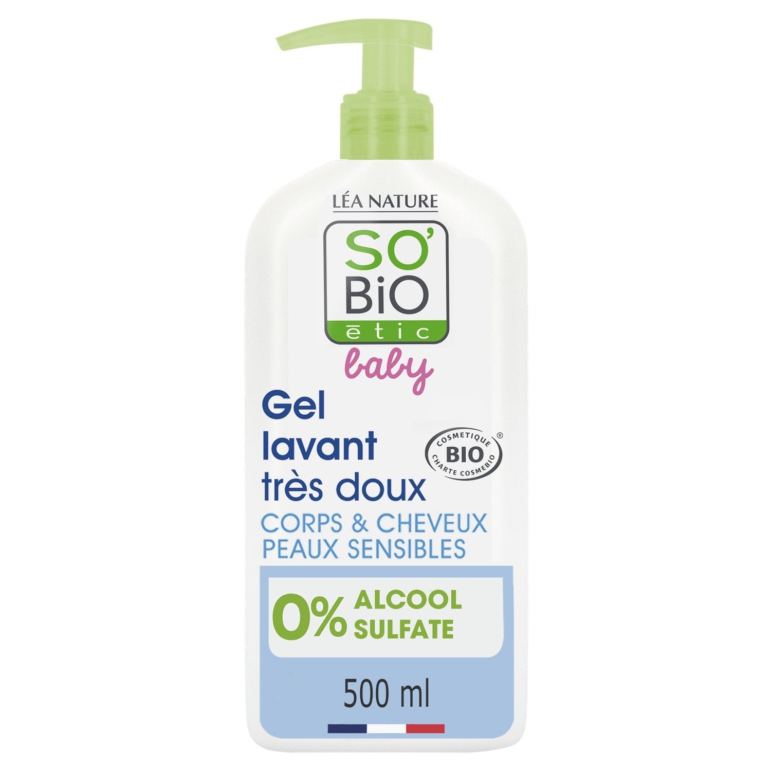 Gel Douche Bébé Corps et Cheveux Aloe Vera et Camomille Très Doux Bio SO'BIO ETIC Le flacon de 500 mL