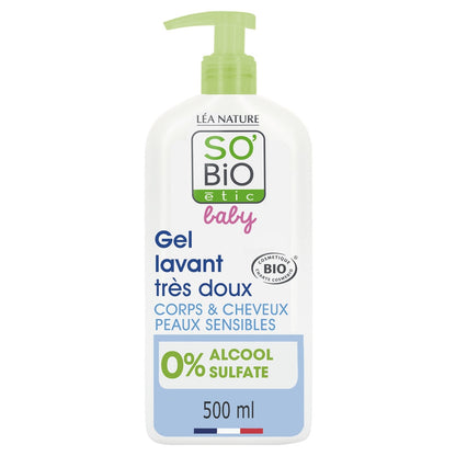 Gel Douche Bébé Corps et Cheveux Aloe Vera et Camomille Très Doux Bio SO'BIO ETIC