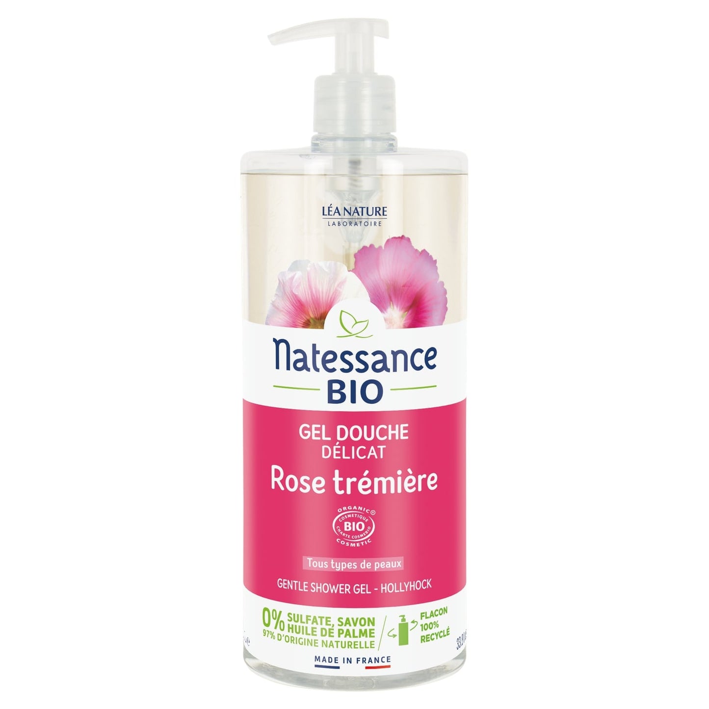 Gel douche Corps Bio à la Rose Trémière NATESSANCE 