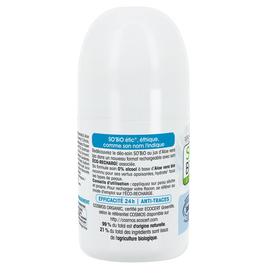 SO'BIO ETIC Organic Aloe Vera Tolerance Care Roll-on Deodorant + 24h