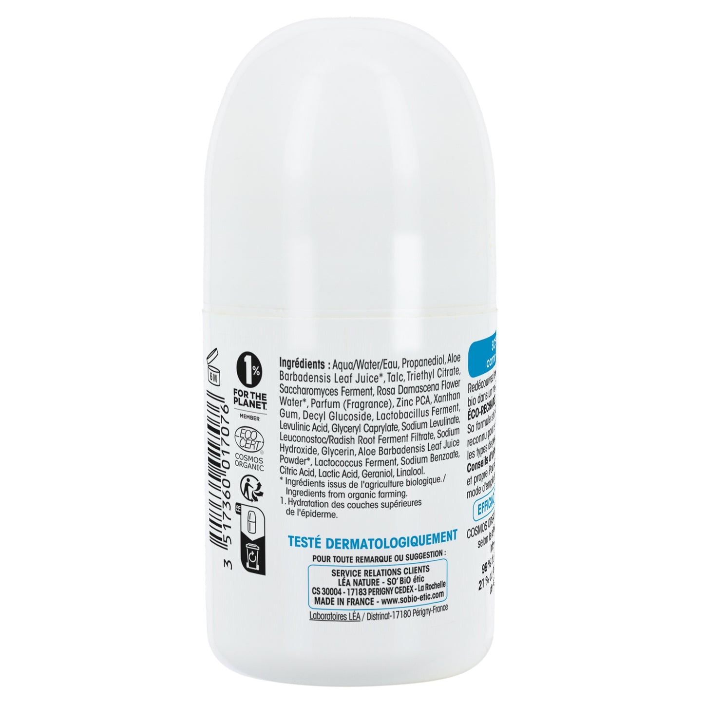 Déodorant Bille Soin Tolérance + 24h Aloe Vera Bio SO'BIO ETIC
