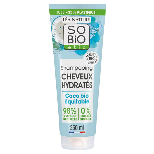 Shampoing Hydratant Tous Types de Cheveux Coco Bio Équitable et Silicone SO'BIO ETIC Le tube de 250 mL