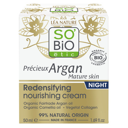 Crème Visage Nutritive Peaux Matures Nuit Précieux Argan Bio SO'BIO ETIC