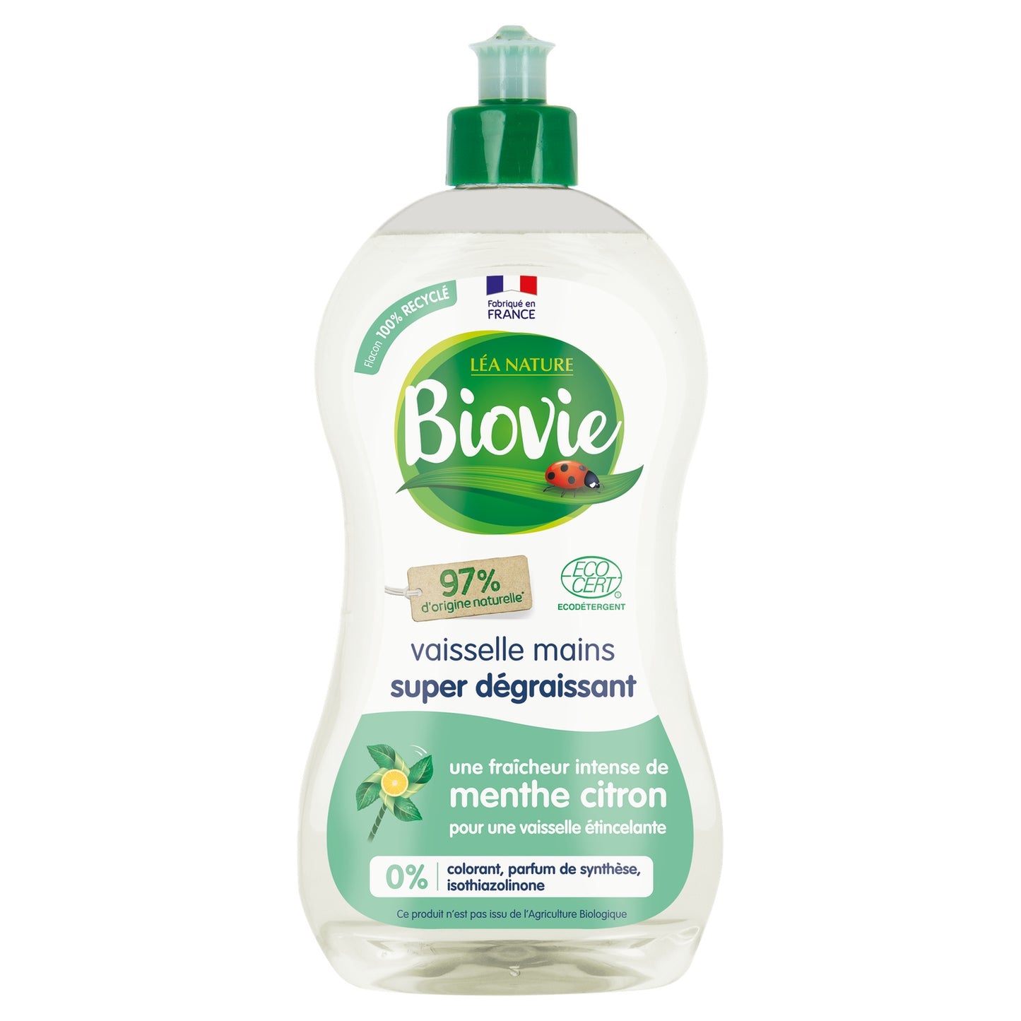 Dishwashing Liquid Mint Lemon Super Degreaser Ecocert Bio BIOVIE