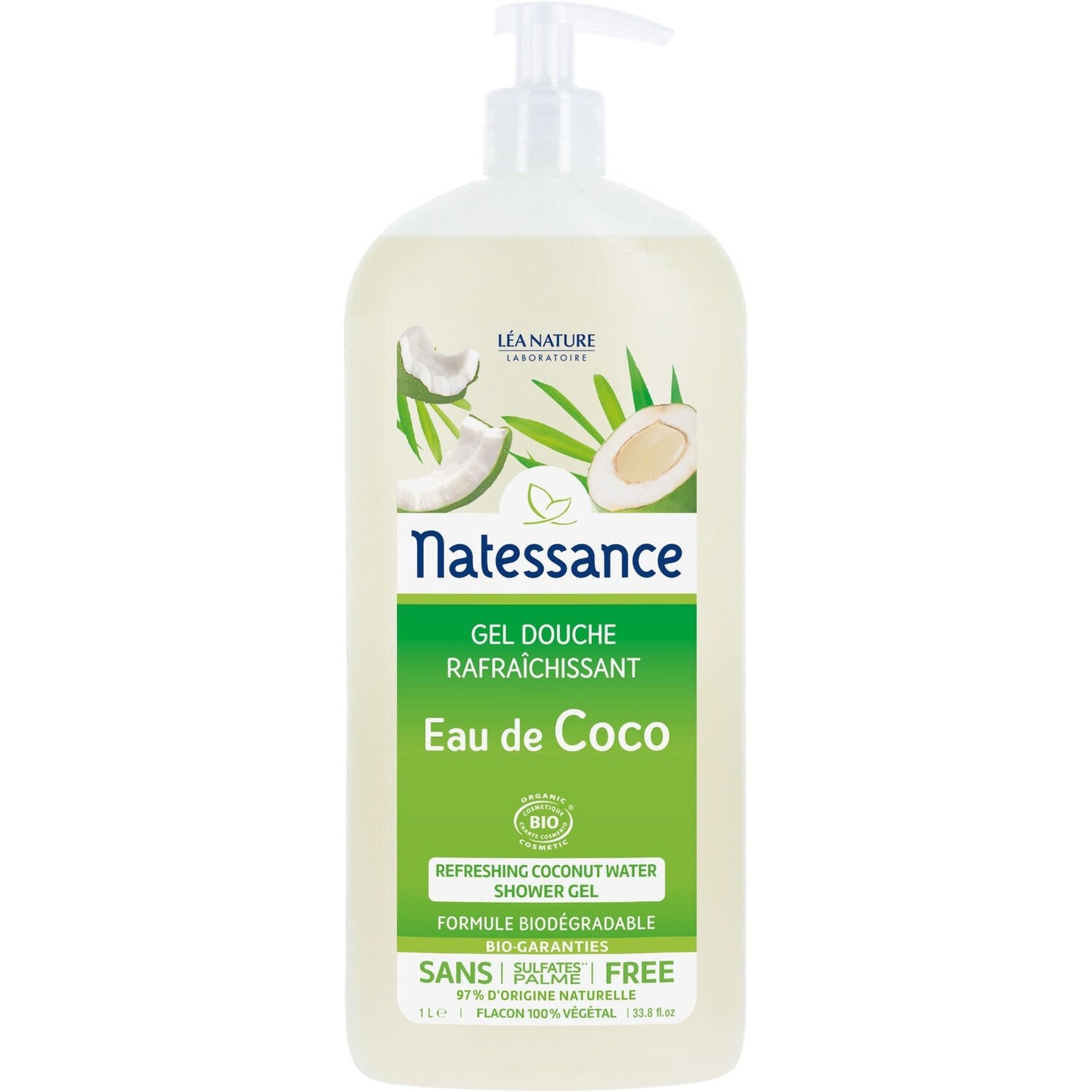 Gel Douche Corps Adoucissant Parfum Exotique Rafraichissant à l'Eau de Coco LEA NATURE le gel douche d'1L