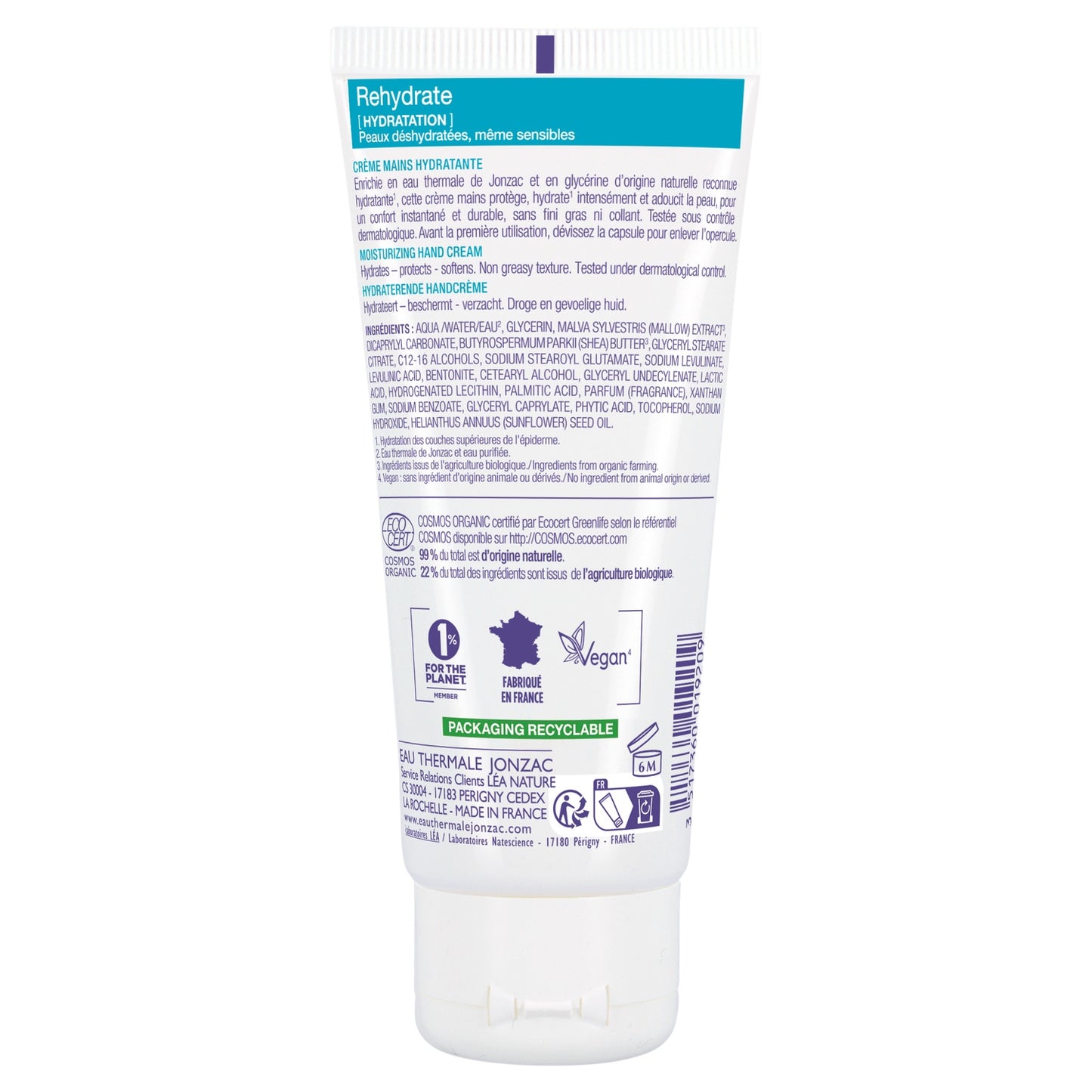 Crème Mains Réhydrate Bio Eau Thermale Jonzac EAU THERMALE JONZAC