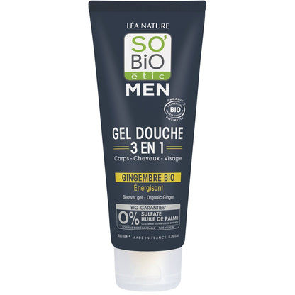 SO'BIO ETIC 3 in 1 Energetisierendes Duschgel mit Bio-Ingwer