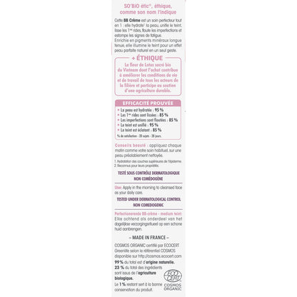 Bb Crème Perfectrice Teinte Medium Bio SO'BIO ETIC