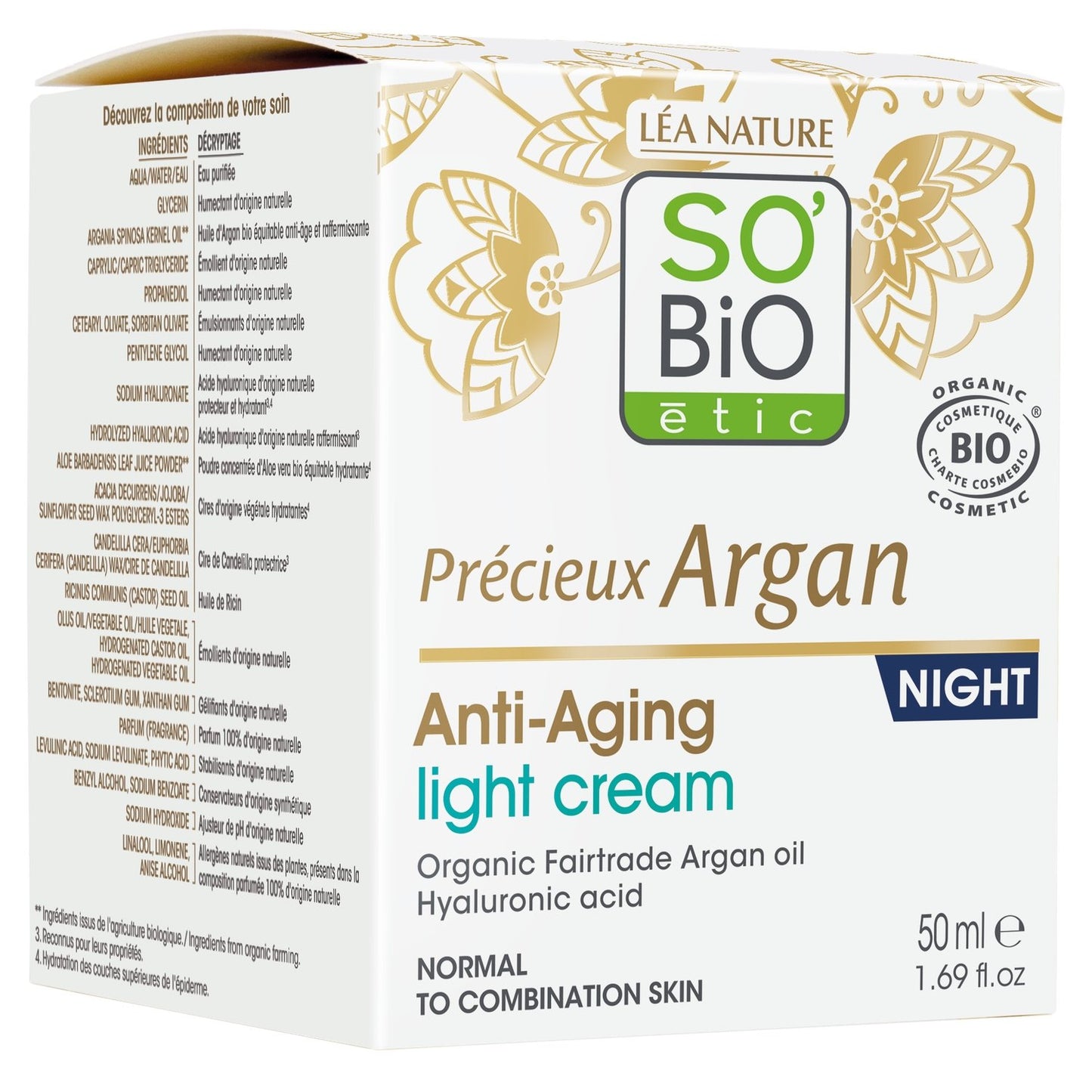 SO'BIO ETIC Kostbare Bio-Argan-Licht-Anti-Aging-Nachtcreme