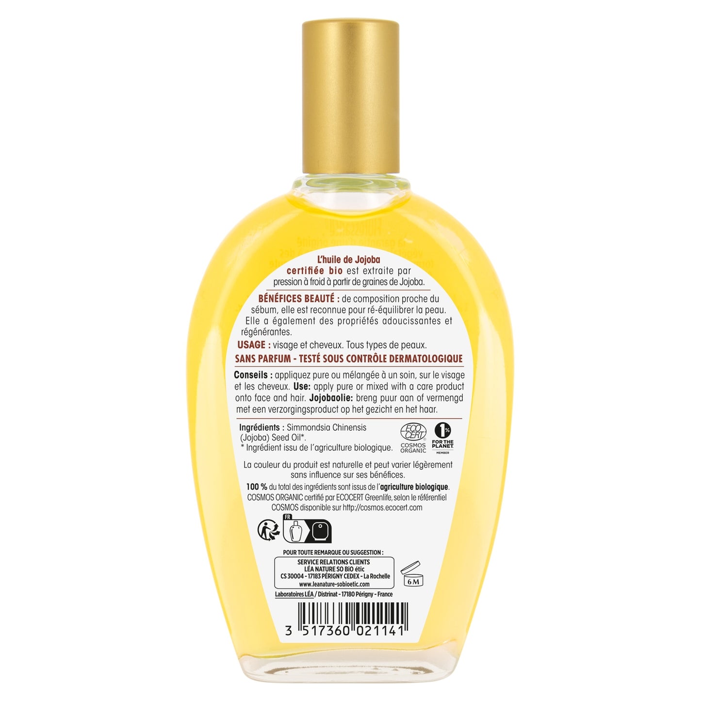 Huile Végétale Equilibrante Origine Naturelle Jojoba So Bio etic LEA NATURE 