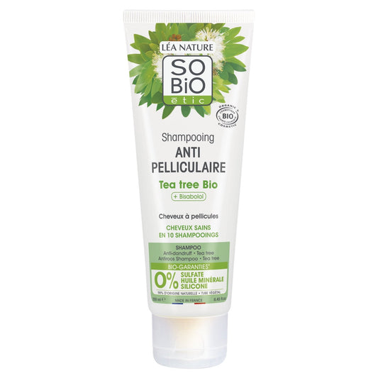 Shampoing Antipelliculaire Cheveux à Pellicules Tea Tree Bio SO'BIO ETIC Le tube de 250 mL