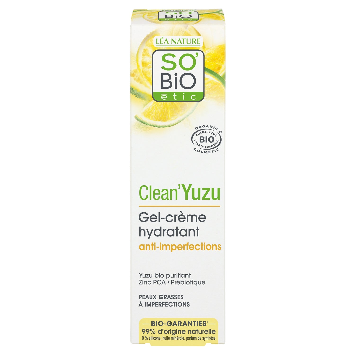 Gel crème Hydratant Anti-Imperfections Visage Yuzu Bio et Zinc Pca Clean'Yuzu SO'BIO ETIC 