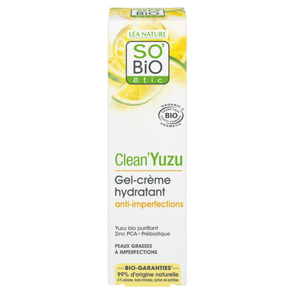 Gel crème Hydratant Anti-Imperfections Visage Yuzu Bio et Zinc Pca Clean'Yuzu SO'BIO ETIC 