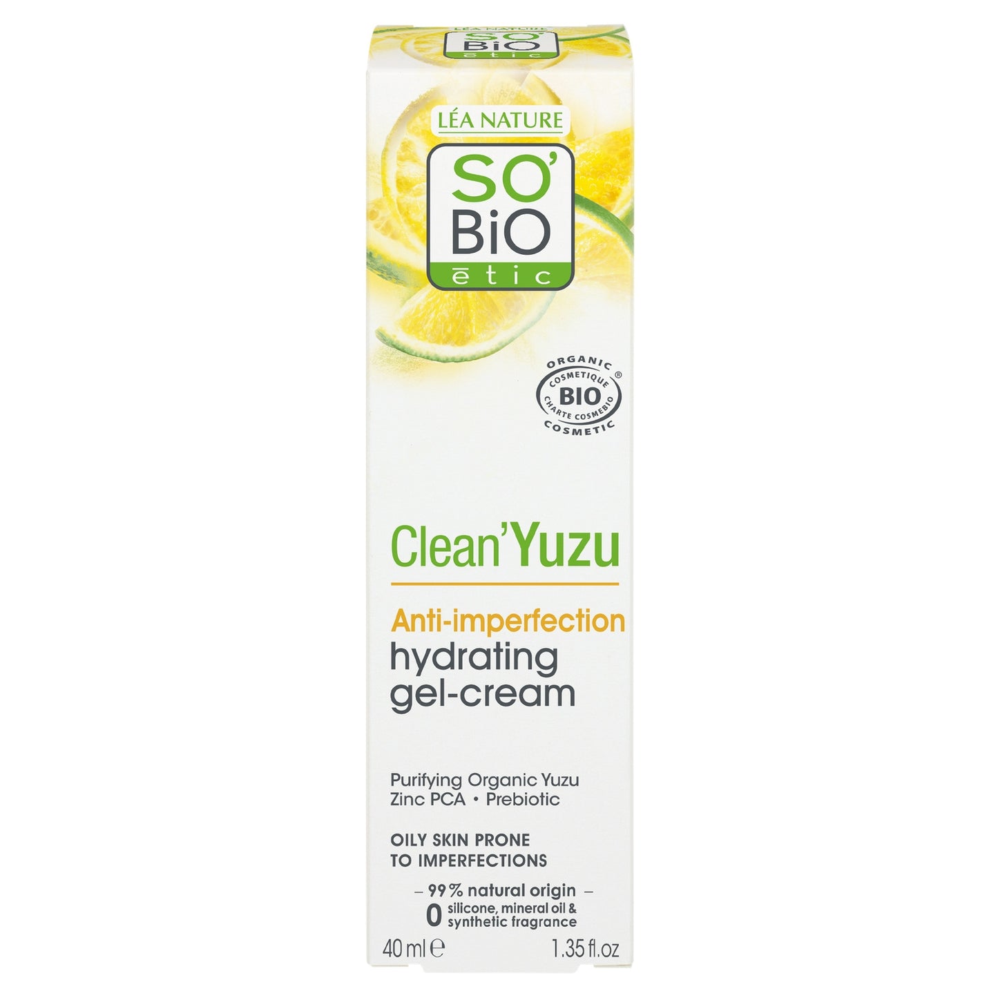 Gel crème Hydratant Anti-Imperfections Visage Yuzu Bio et Zinc Pca Clean'Yuzu SO'BIO ETIC 
