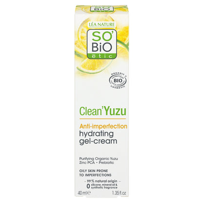 Gel crème Hydratant Anti-Imperfections Visage Yuzu Bio et Zinc Pca Clean'Yuzu SO'BIO ETIC 