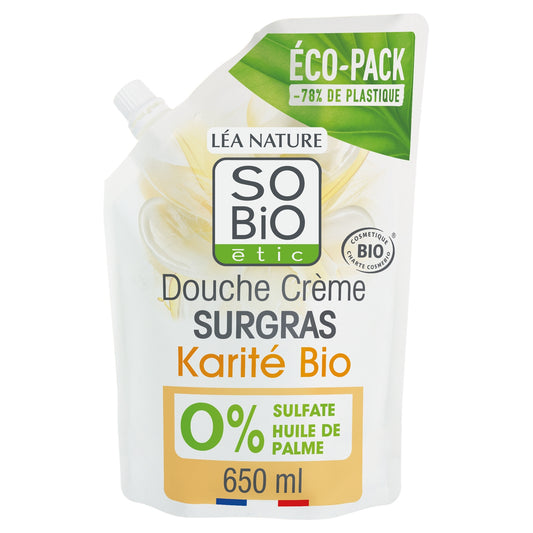 Duschcreme-Nachfüllpackung Surgras pflegt mit Bio-Sheabutter SO'BIO ETIC