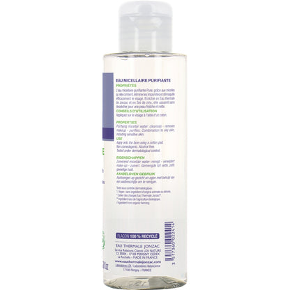 Micellar Face Water for Combination to Oily Skin, Purifying, 0% Organic Alcohol, JONZAC Thermal Spring Water