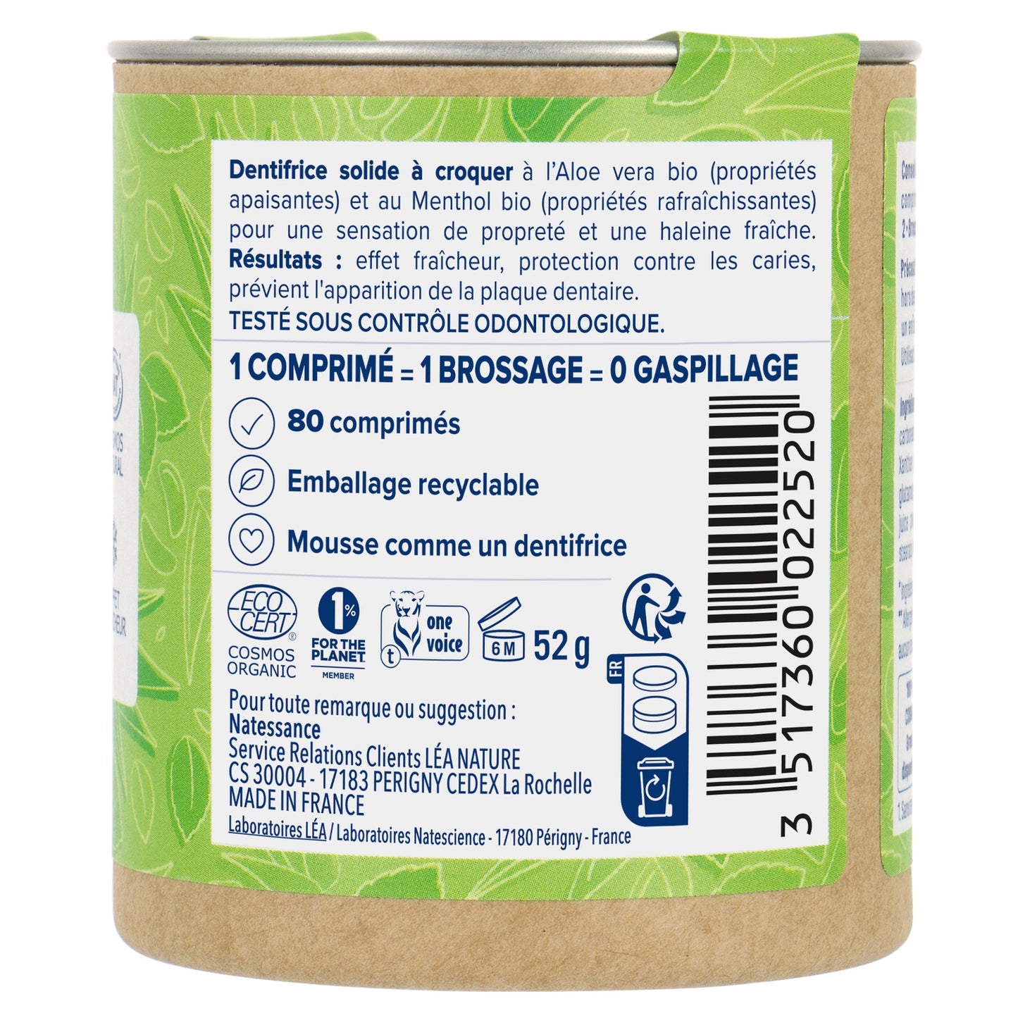 NATESSANCE Bio-Aloe Vera &amp; Minze Kauzahnpasta