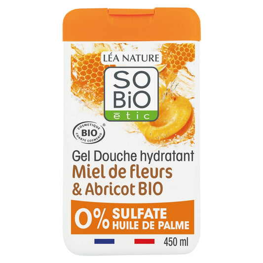 Gel Douche Hydratant Miel de Fleurs et Abricot Bio SO'BIO ETIC le flacon de 450mL