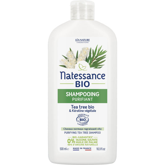Shampoing Cheveux Normaux à Gras Purifiant Tea Tree Bio et Kératine Végétale Bio LEA NATURE le flacon de 500mL