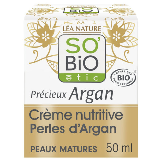 Crème Nutritive Peaux Matures Jour Précieux Argan Bio SO'BIO ETIC Le pot de 50 mL