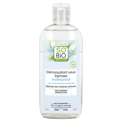 SO'BIO ETIC Zweiphasiger wasserfester Augen-Make-up-Entferner mit Bio-Aloe-Vera-Saft