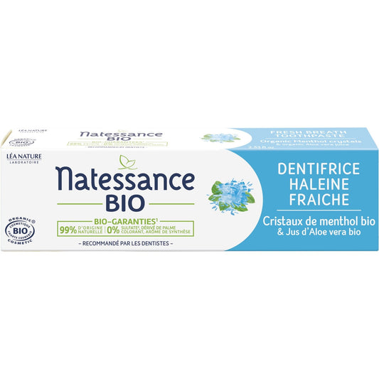 Dentifrice Haleine Fraîche Aloe Vera et Menthe Bio NATESSANCE le tube de 75mL