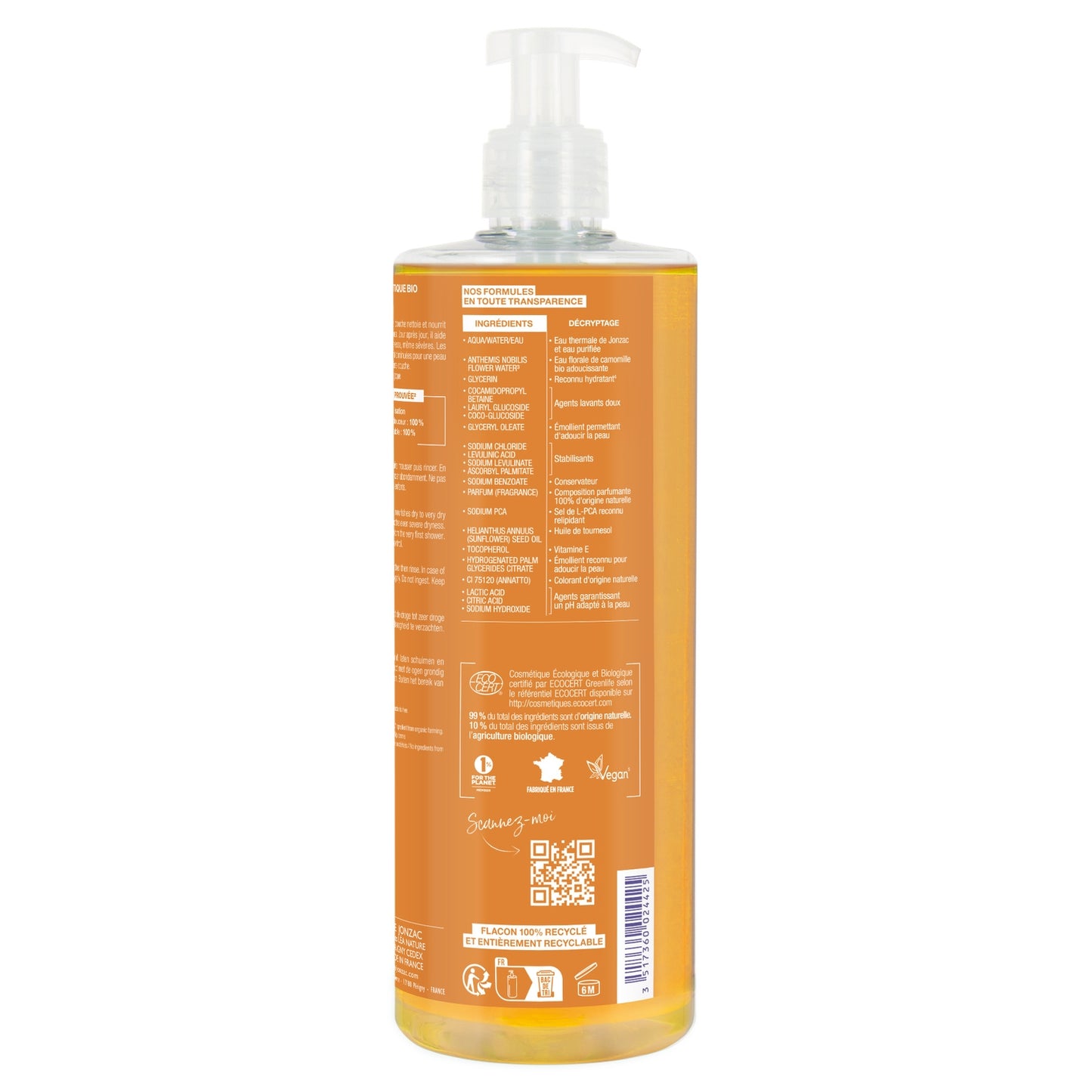Gel douche Peaux Sèches à Très Sèches Surgras Haute Tolérance Bio EAU THERMALE JONZAC 