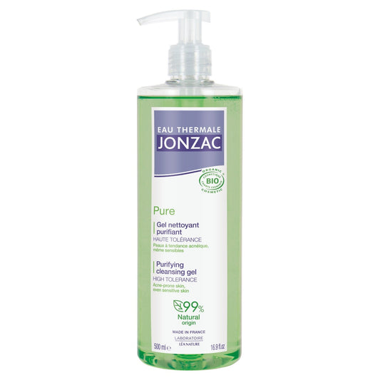 Gel Nettoyant Visage Peau Mixte à Grasse Purifie aux Lumiphénols Antioxydants et Lotus Sacré EAU THERMALE JONZAC le flacon de 500mL