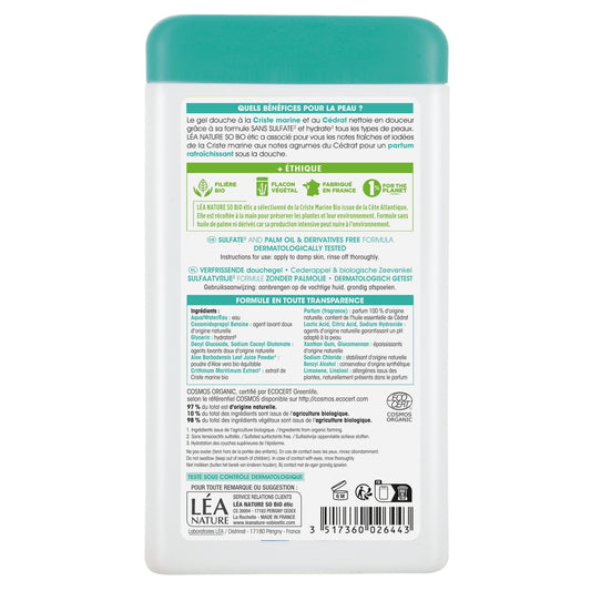 Erfrischendes Duschgel mit Bio-Marine- und Zitronensäure, sulfatfrei, SO'BIO ETIC