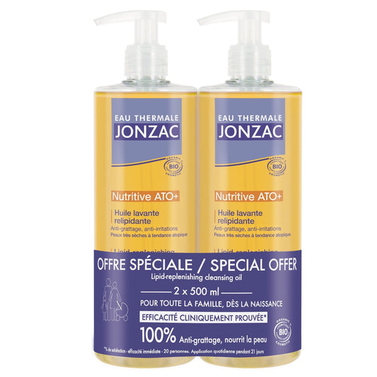 Huile de Douche Nutritive et Relipidante EAU THERMALE JONZAC le lot de 2 flacons de 500mL